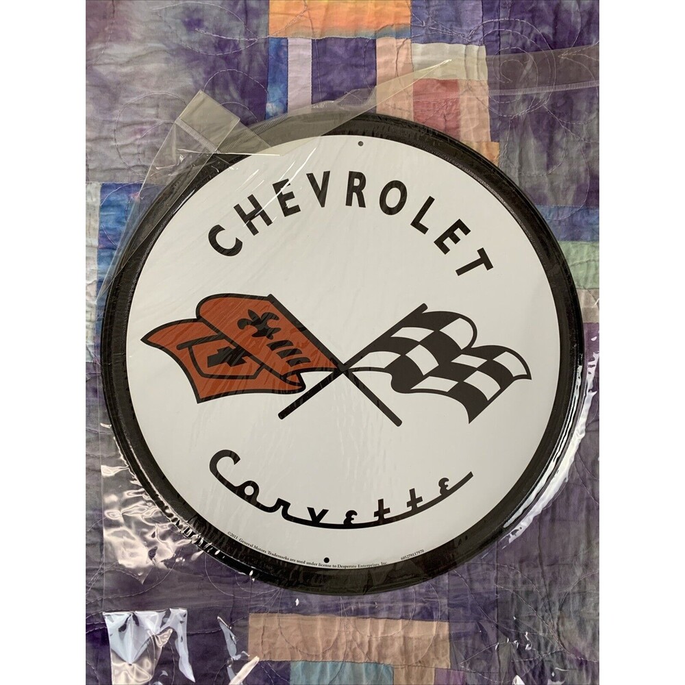 Chevrolet Corvette 1953 Logo 11.5” Round Repro Metal Sign Garage Shop Mancave